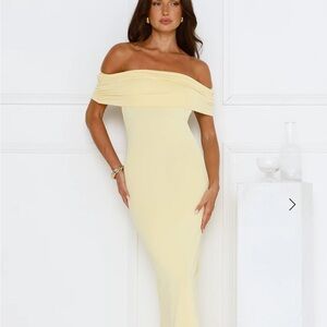 Hello Molly SOFT WHISPERS OFF SHOULDER MAXI DRESS YELLOW
